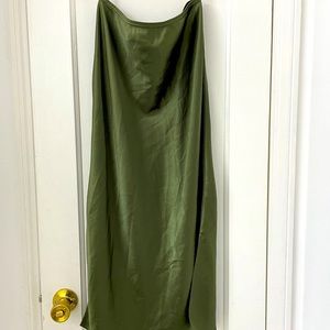 TOP SHOP midi olive green satin skirt